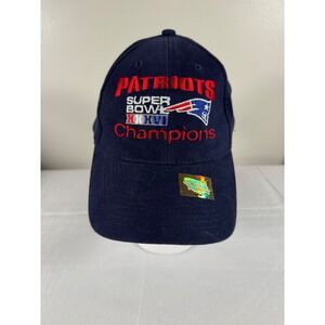 New England Patriots Super Bowl XXXVI Champions Hat Otto Cap Navy Blue Cap
